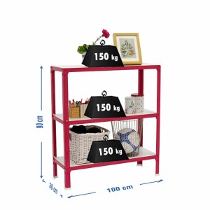 Rosa-weißes PROREGAL Wohnregal Living Koala Wood mit 3 Böden, belastbar bis 150 kg.