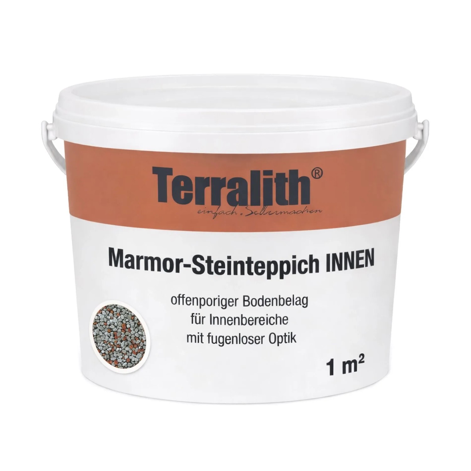 Terralith Metallic Steinteppich Metallic Mix 206 für 1m² Innen Fein 2-4 mm
