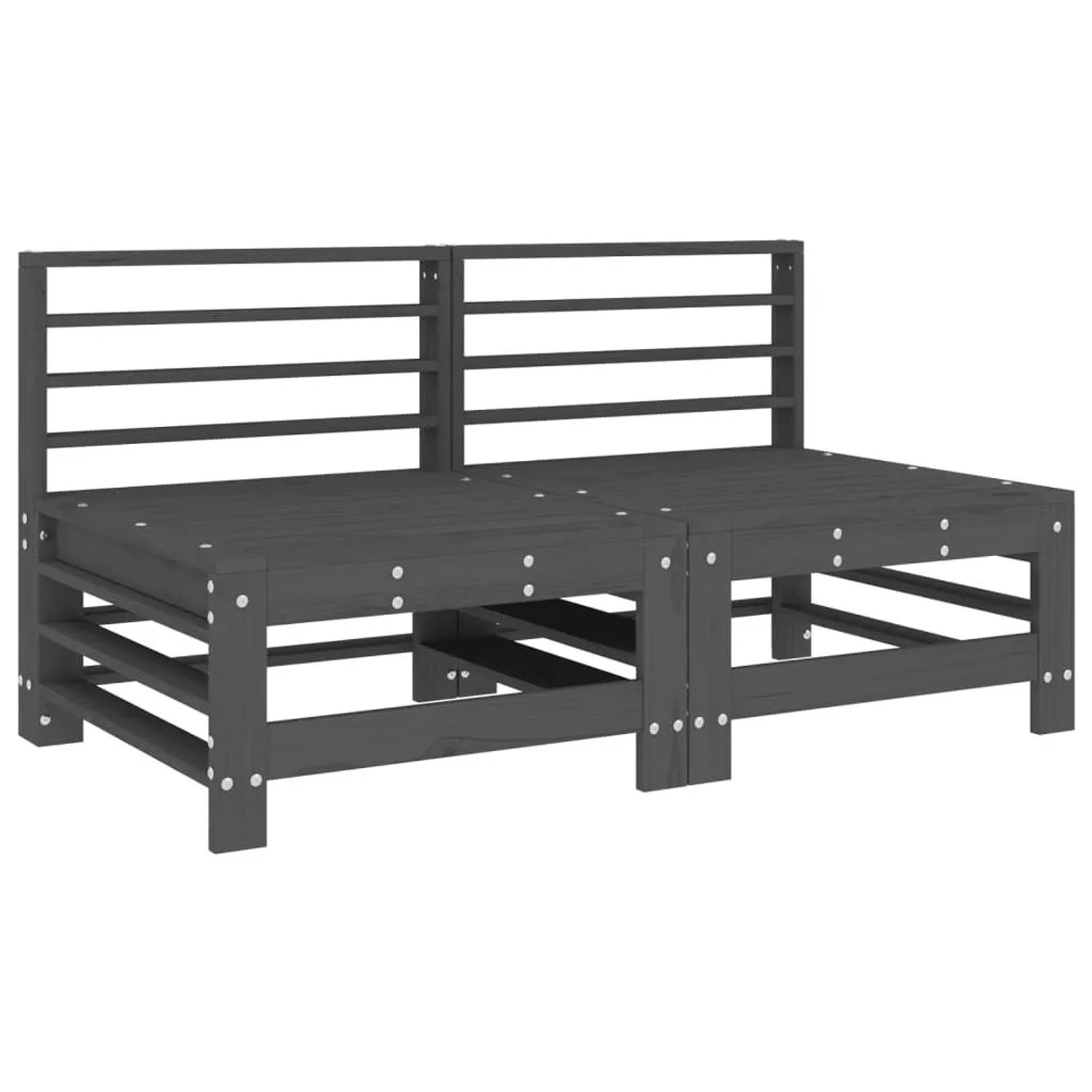 vidaXL Garten-Mittelsofas 2 Stk Grau Massivholz Kiefer 825641
