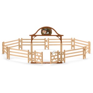 Schleich Horse Club Pferdekoppel mit Eingangstor, Spielzeug-Set mit Zaunteilen und Tor.