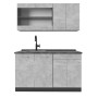 Vicco R-Line Singleküche, 140 cm, Beton/Anthrazit, ohne Arbeitsplatte.