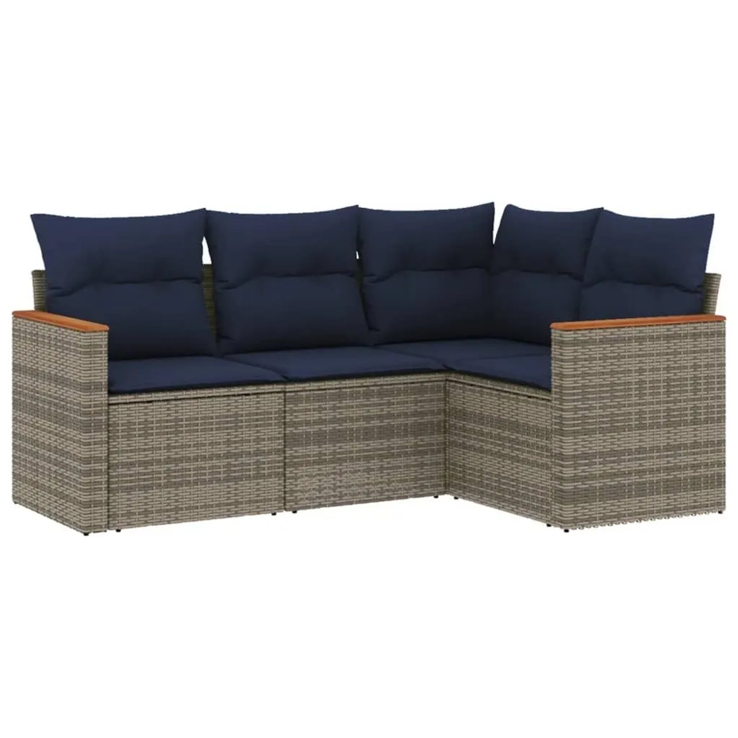vidaXL 4-Tlg Gartensofa-Set mit Kissen Grau Polyrattan 3225935 günstig online kaufen