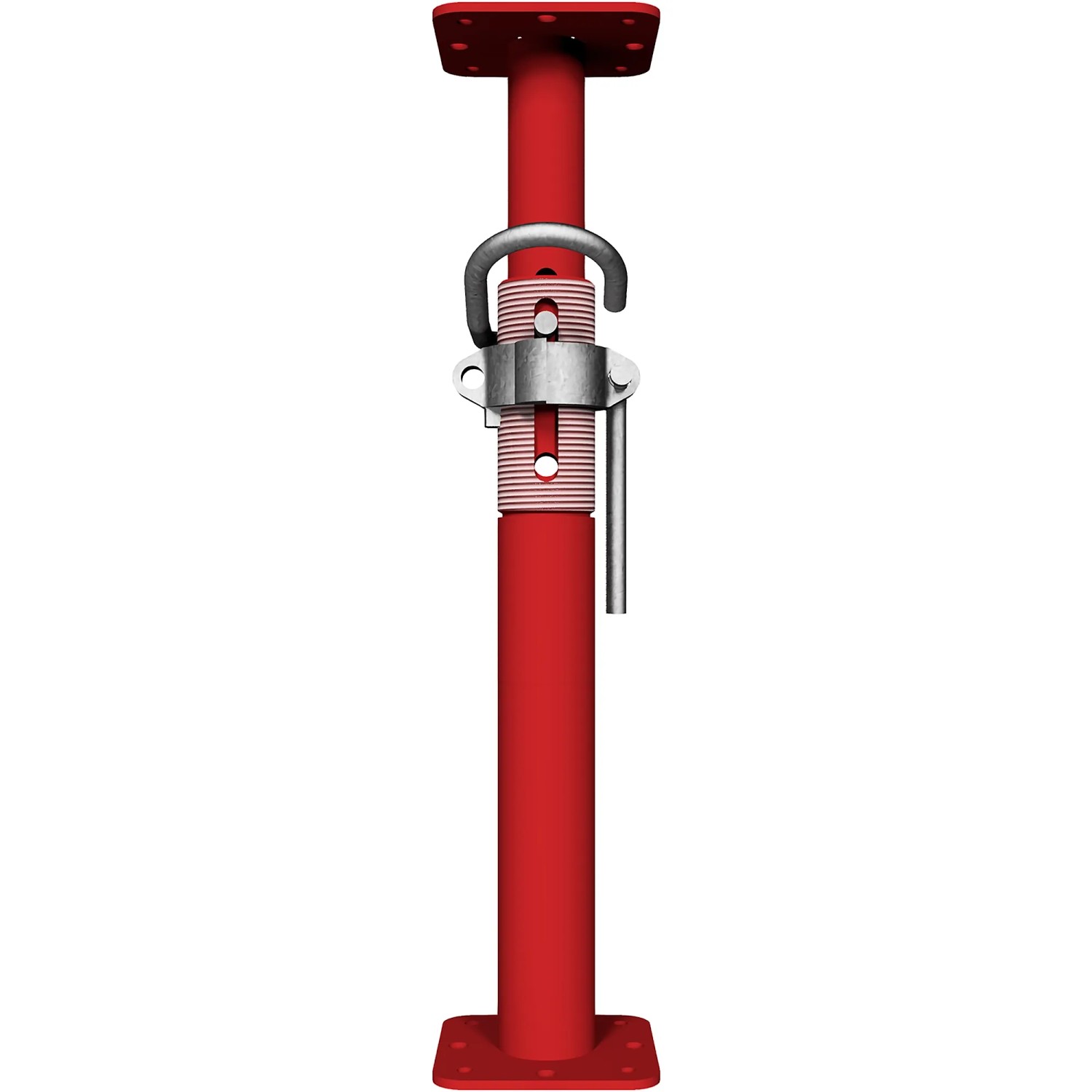 Rot lackierte Schake Uni-Stütze, Auszugslänge 600-925 mm, für Baugeräte.