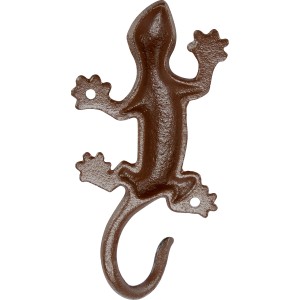 Wandhaken Eidechse aus Eisen, rostrot, als Gartendeko.