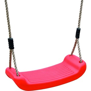 Roter Karibu Schaukelsitz aus Kunststoff mit Seilen für Spieltürme.