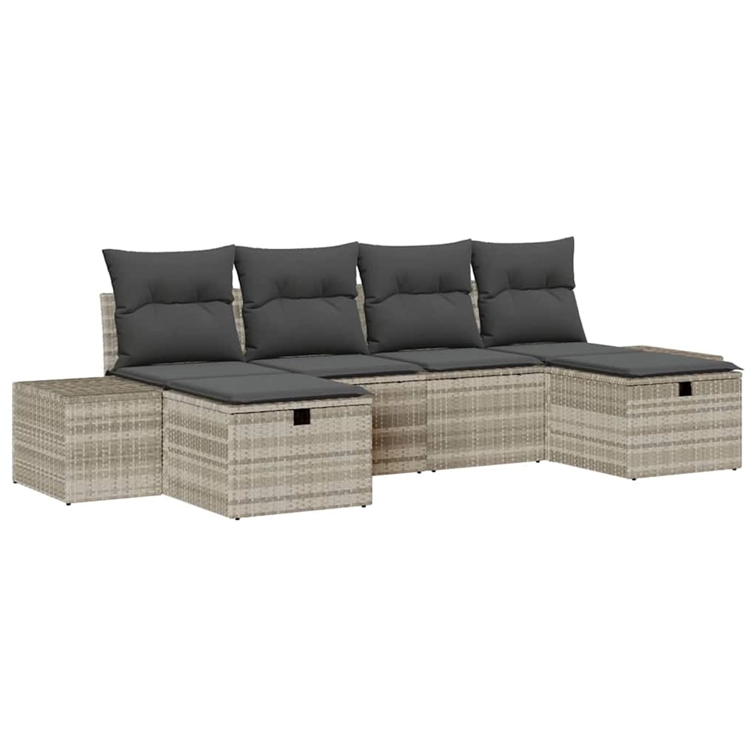 vidaXL Garten-Sofa-Set mit Kissen 6-Tlg Hellgrau Poly Rattan 3359421 günstig online kaufen