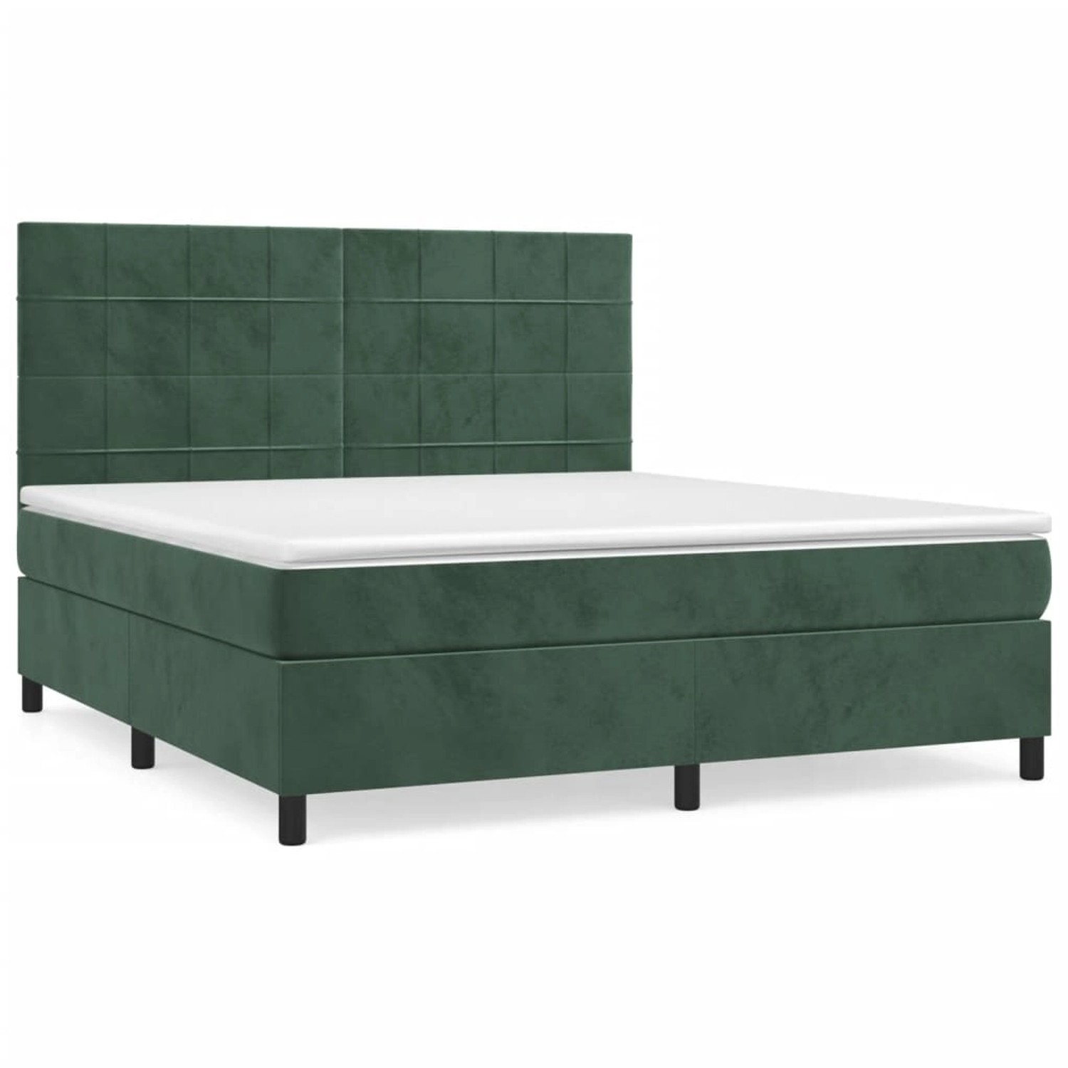 vidaXL Boxspringbett mit Matratze Dunkelgrün 160x200 cm Samt 3143034 günstig online kaufen