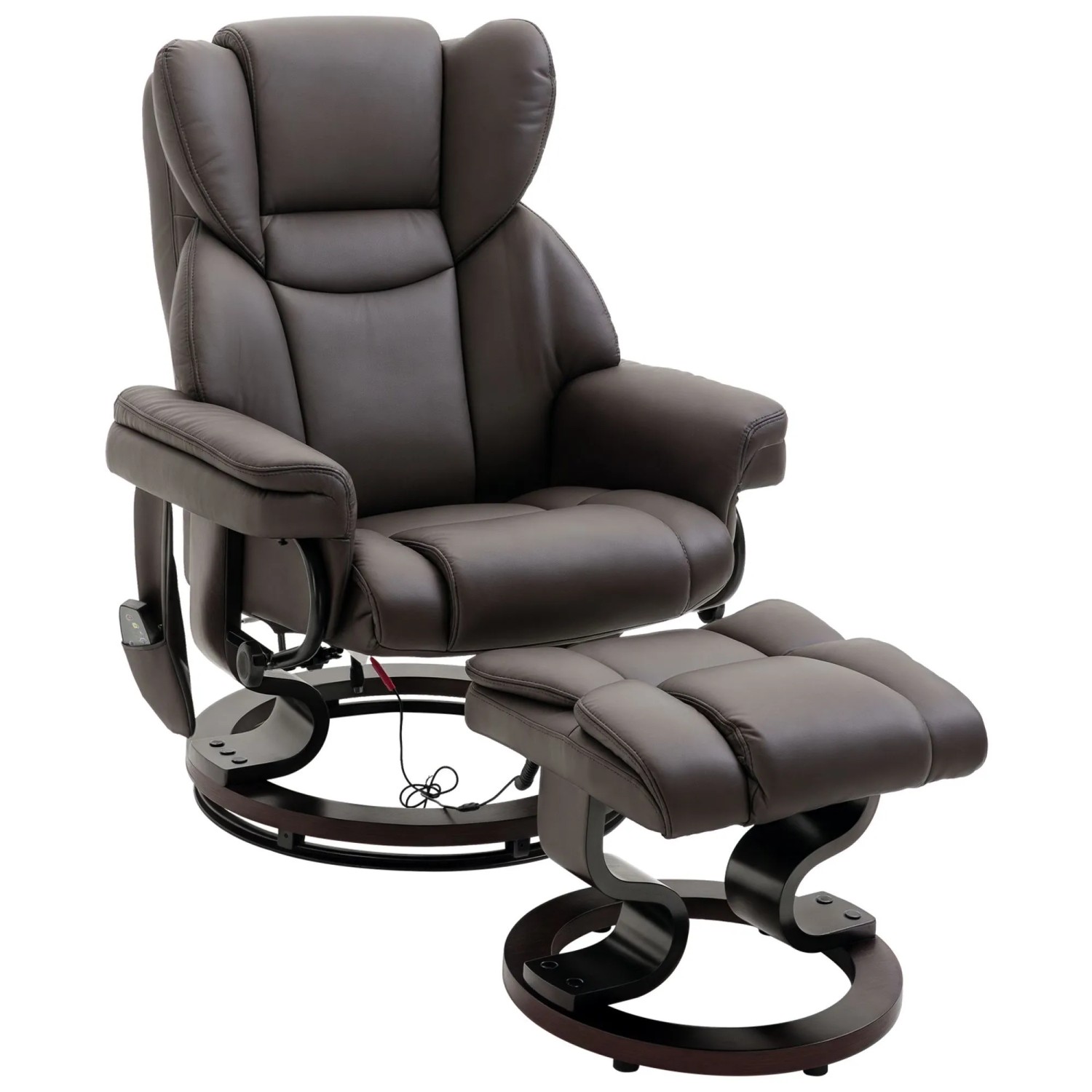 HOMCOM Massagesessel mit Liegefunktion Kunstleder Braun 79 x 82 x 101 cm