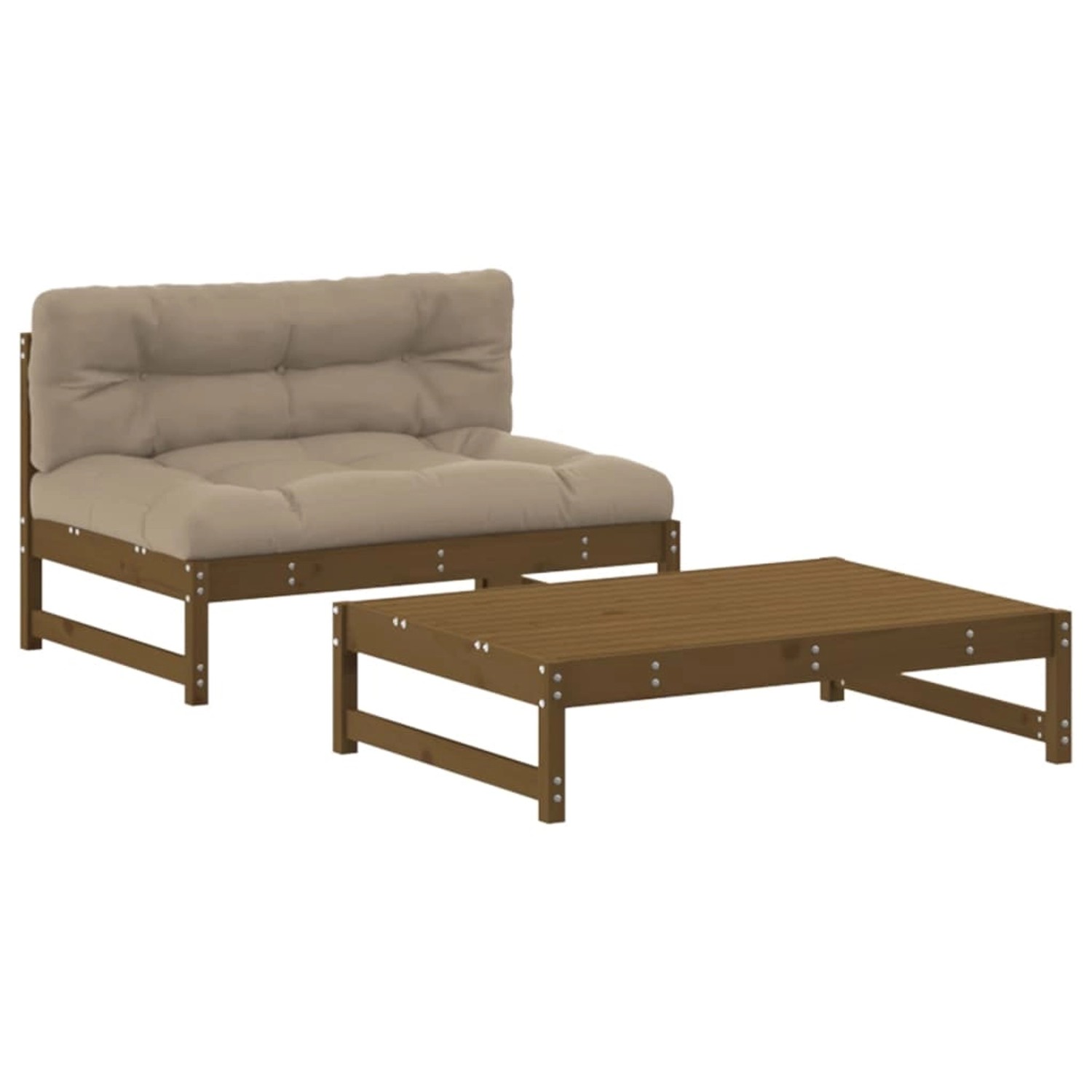 vidaXL 2-tlg Garten-Lounge-Set mit Kissen Honigbraun Massivholz günstig online kaufen