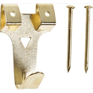 Vermessingter Wandhaken Größe 3 von LUX, 6 Stück, mit Nägeln zum Aufhängen von Deko.