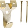 Vermessingter Wandhaken Größe 3 von LUX, 6 Stück, mit Nägeln zum Aufhängen von Deko.
