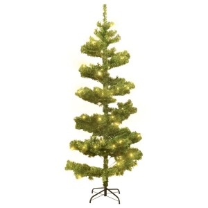Grüner vidaXL Spiral-Weihnachtsbaum (180 cm) mit Ständer und warmweißen LEDs.