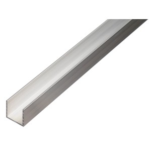 U-Profil aus Aluminium, 15x15x1000 mm, ideal als Schutz und Stütze für Konstruktionen.