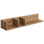 Naturfarbenes Wandregal MCW M48 aus Mangoholz mit drei Fächern, 20x120x21cm.