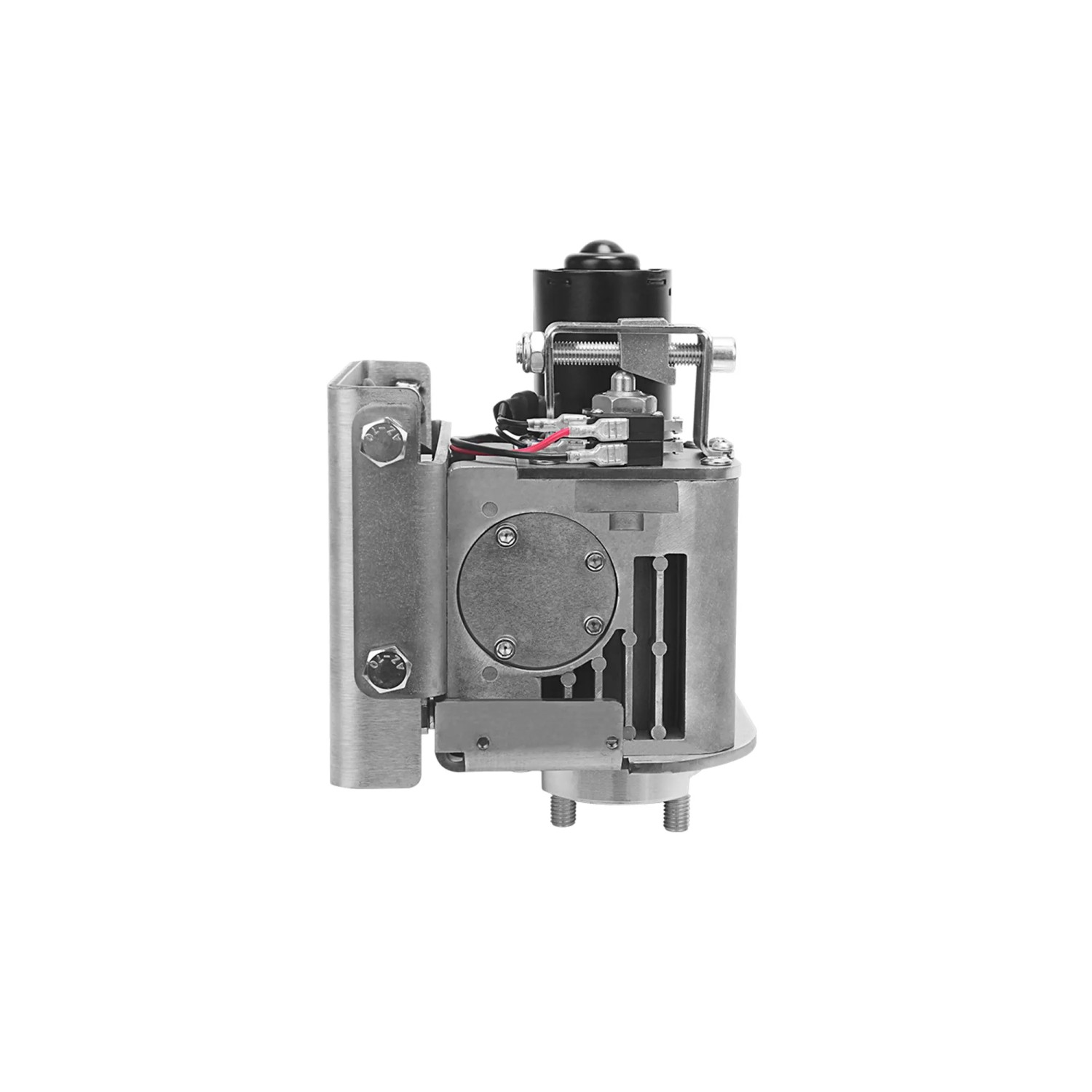 Detailansicht des silber-grauen Casanoov Drehtorantriebs Bunker B500. Robuster Motor für Flügeltore.