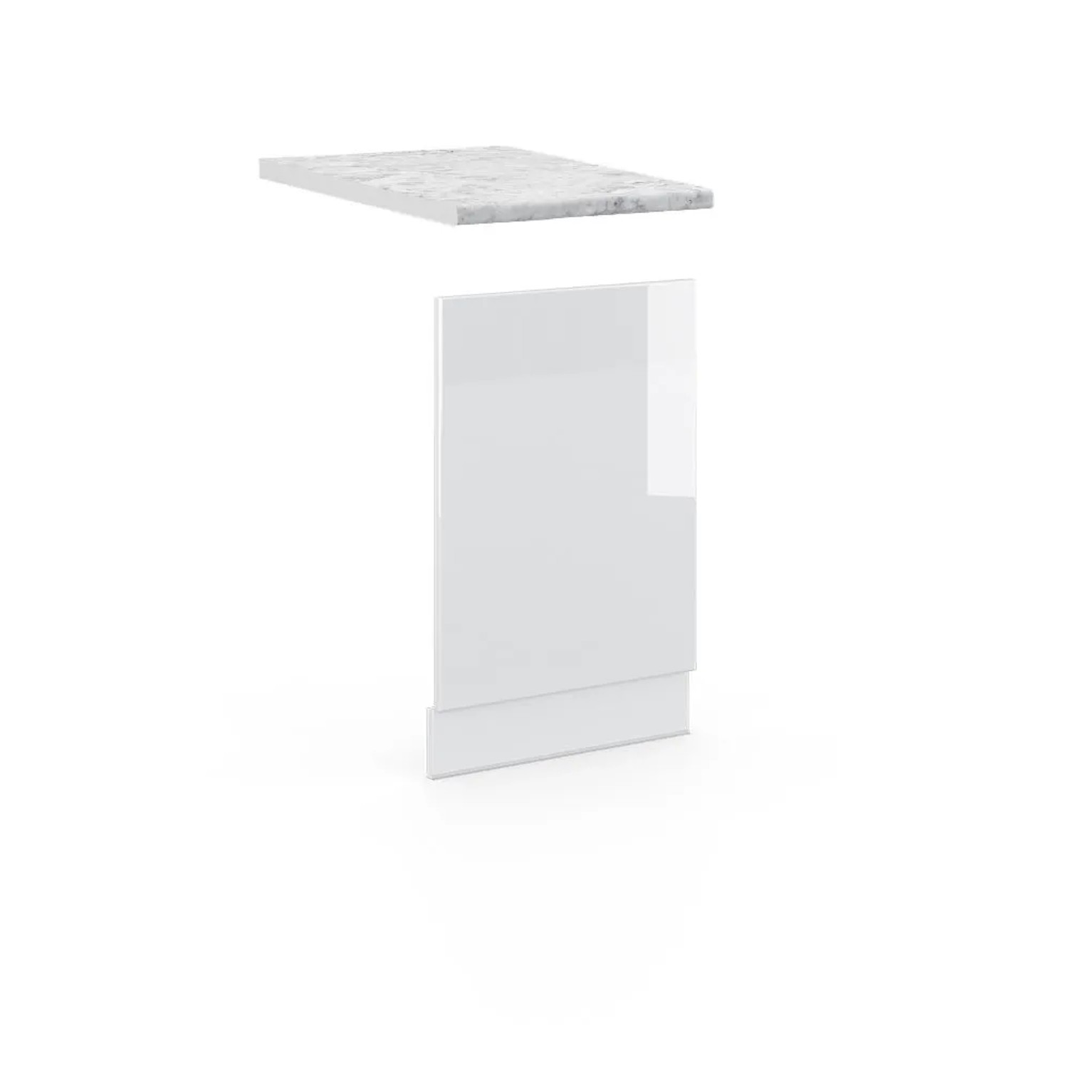 Vicco Frontblende Fame-Line Geschirrspüler Fronttür Weiß Hochglanz Weiß 45 cm AP Marmor