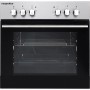 Respekta Einbau-Herdset Leandro in Edelstahl mit Glaskeramikkochfeld und Drehknöpfen.