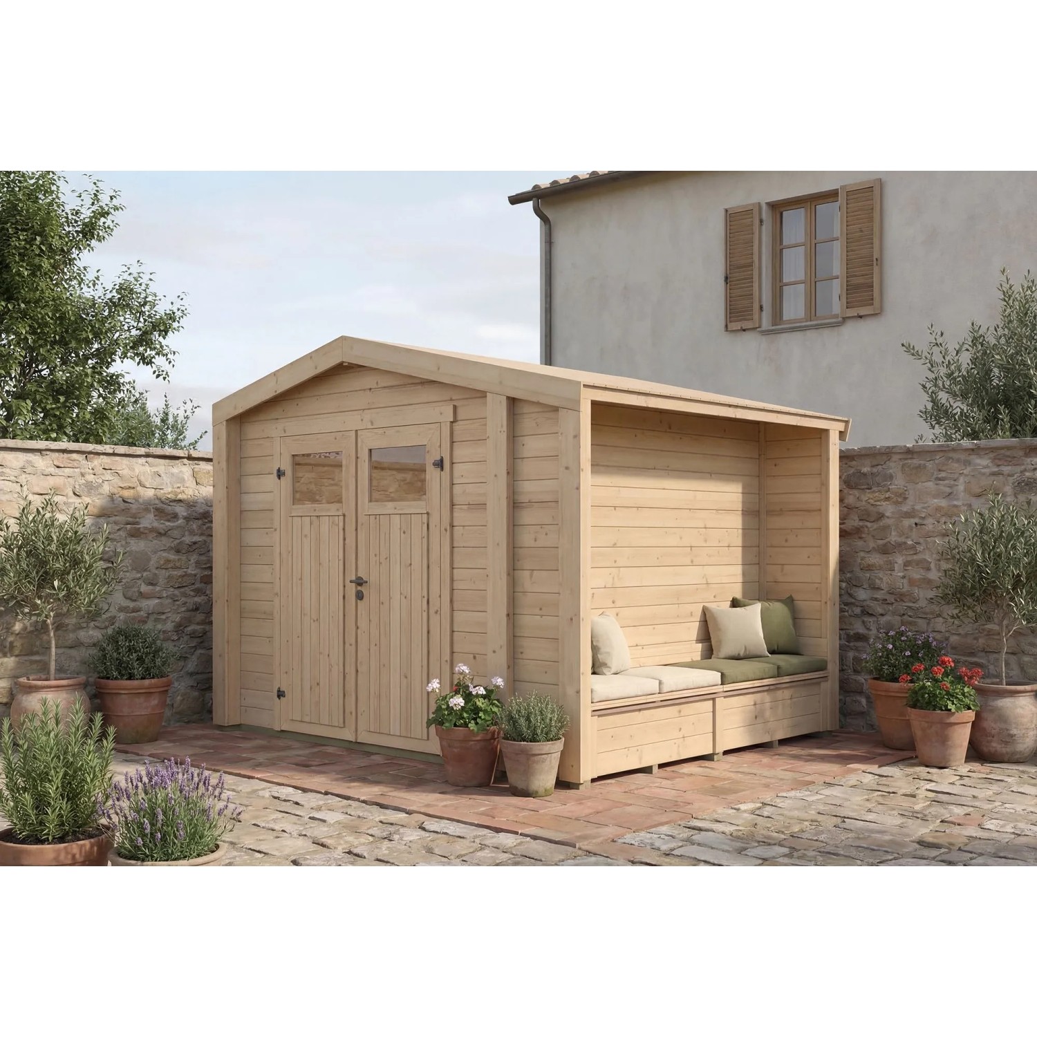 Weka Holz-Gartenhaus Killarney Satteldach Natur Unbehandelt 311 cm x 263 cm