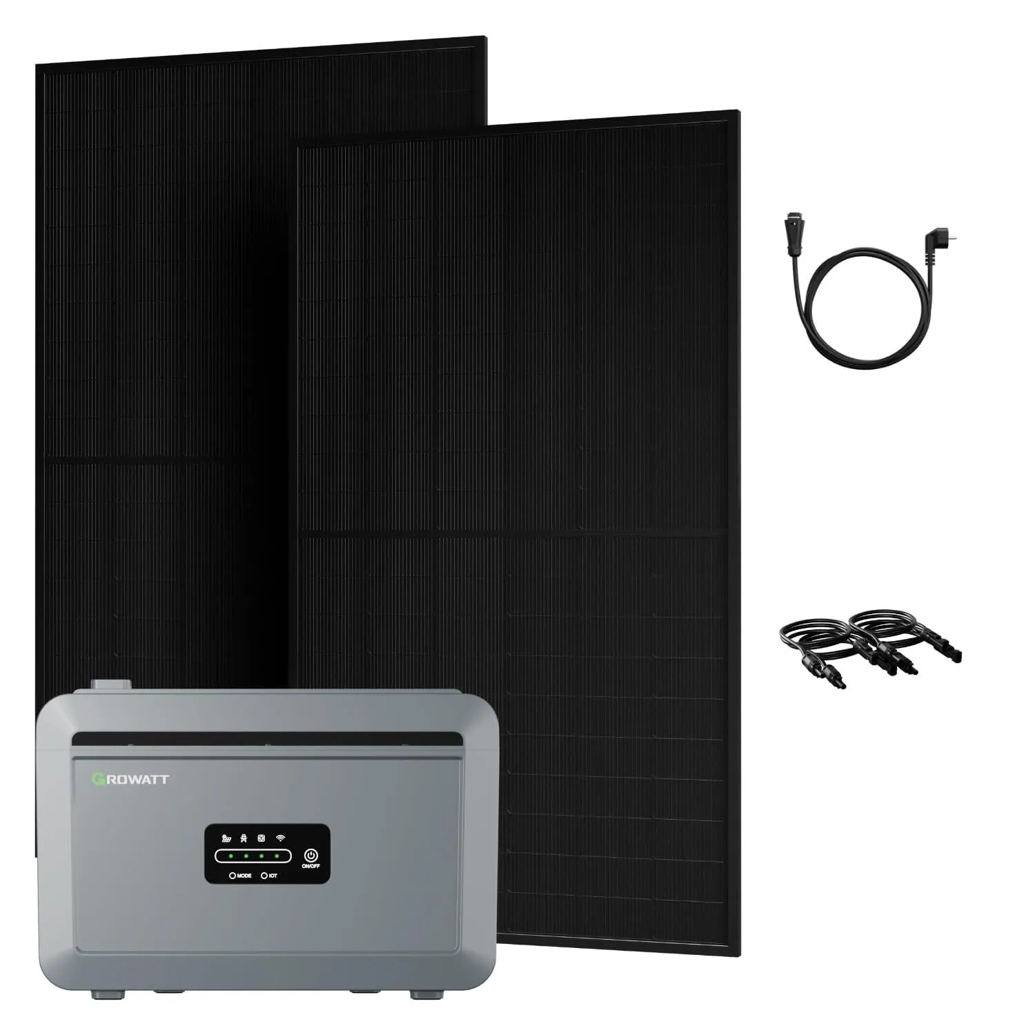 Growatt Balkonkraftwerk Set NEXA 2000 Speicher 2048 Wh mit 1000W Bifazial Full-Black
