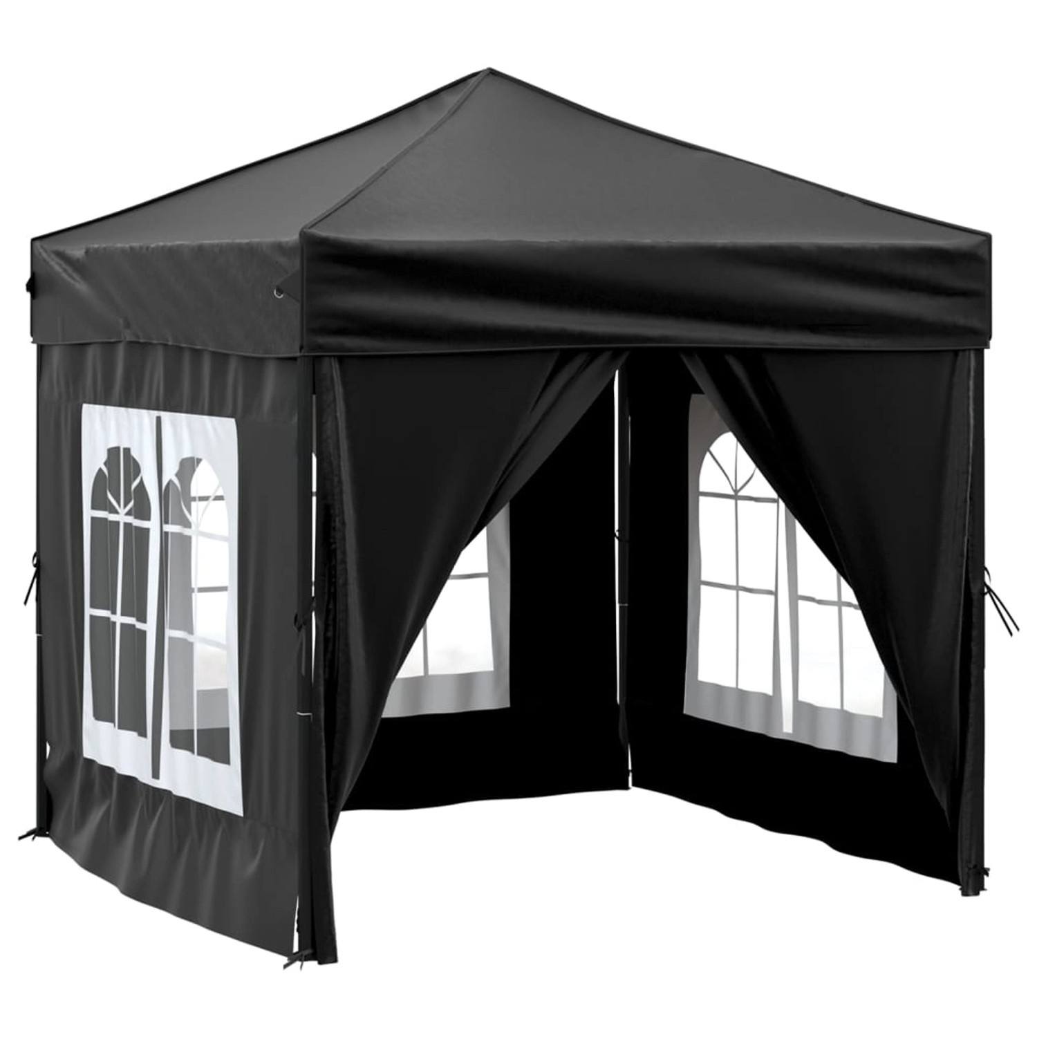 vidaXL Partyzelt Faltbar mit Seitenwänden Schwarz 2x2 m Modell 1