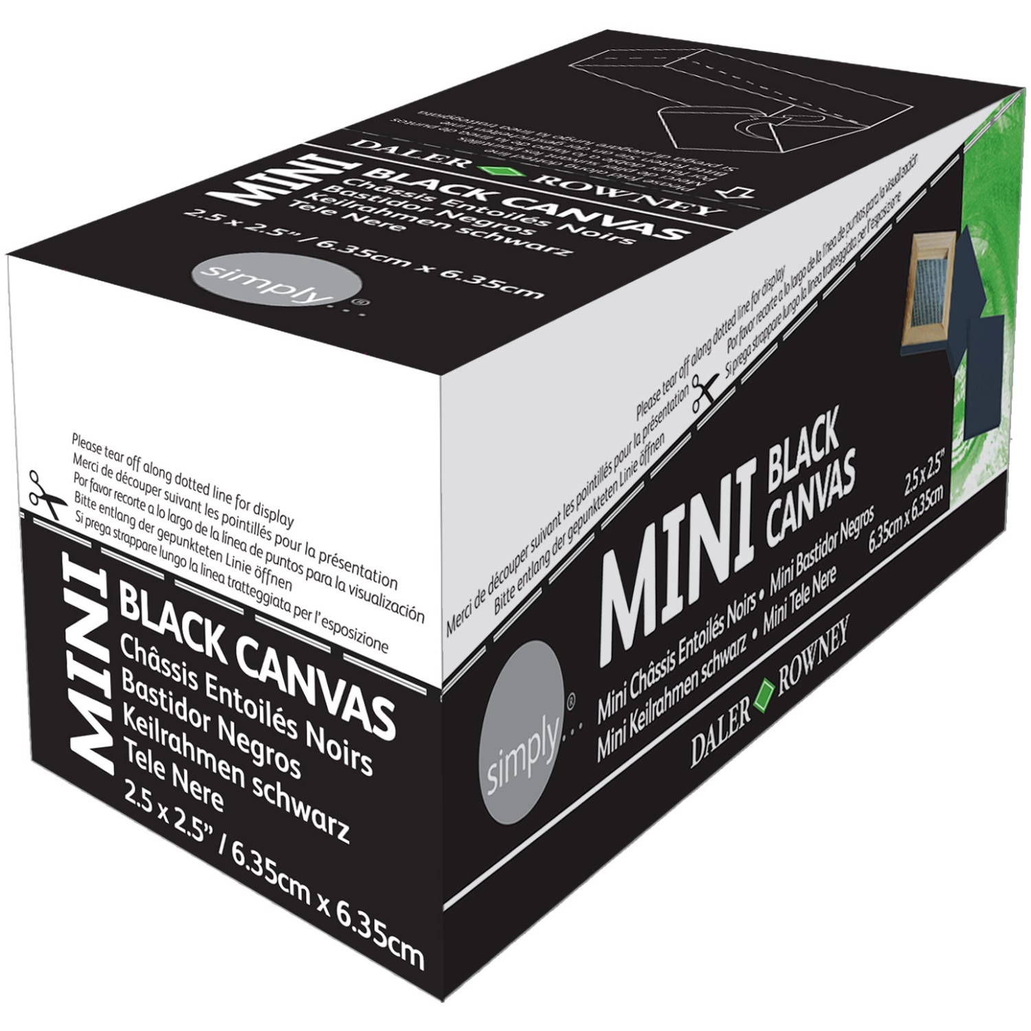 Daler-Rowney Mini Keilrahmen, schwarz, 6,35x6,35 cm, ideal für kleine Kunstprojekte.