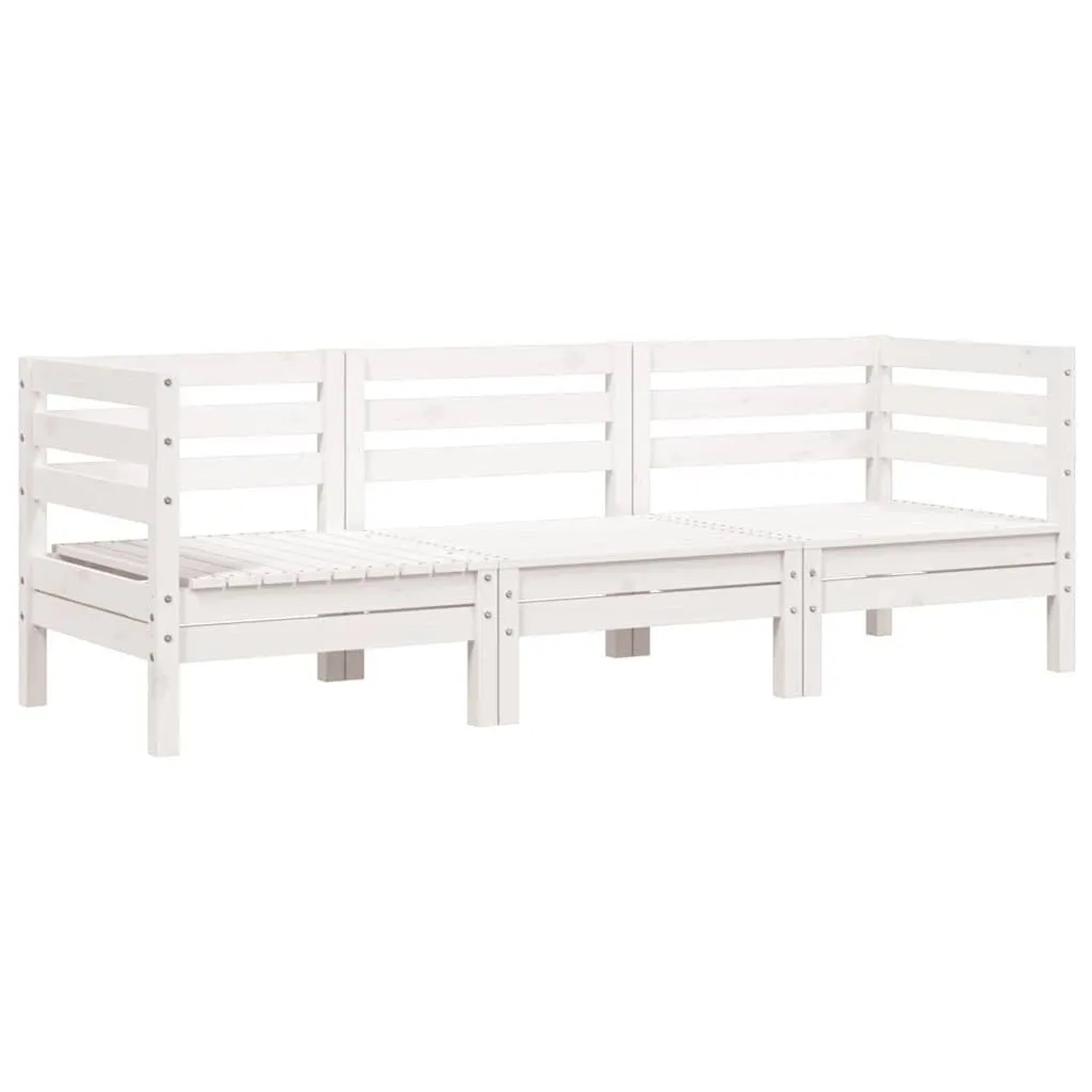 vidaXL Gartensofa 3-Sitzer Weiß Massivholz Kiefer 838027