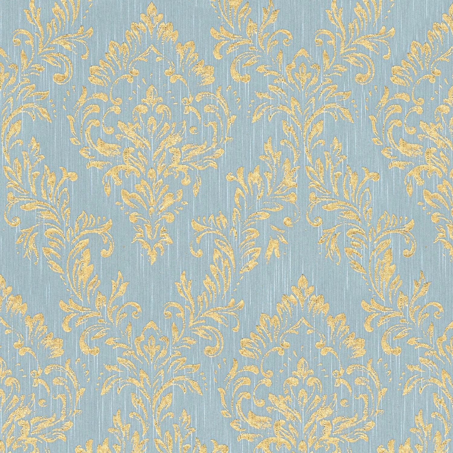 PROFHOME 306595-GU Barock Tapete Ornament schimmernd Gold Blau Grün 0,53 m günstig online kaufen
