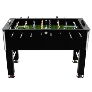 Schwarzer vidaXL Kickertisch aus Stahl, 140x74,5x87,5 cm, für Sport und Spiel.