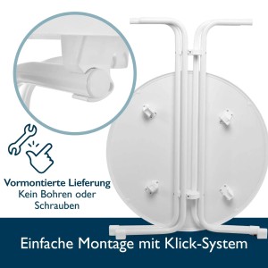 Beautissu Bellini Stehtisch Ø 80cm Weiß mit Stella Stehtischhusse Ø 80cm Anthrazit