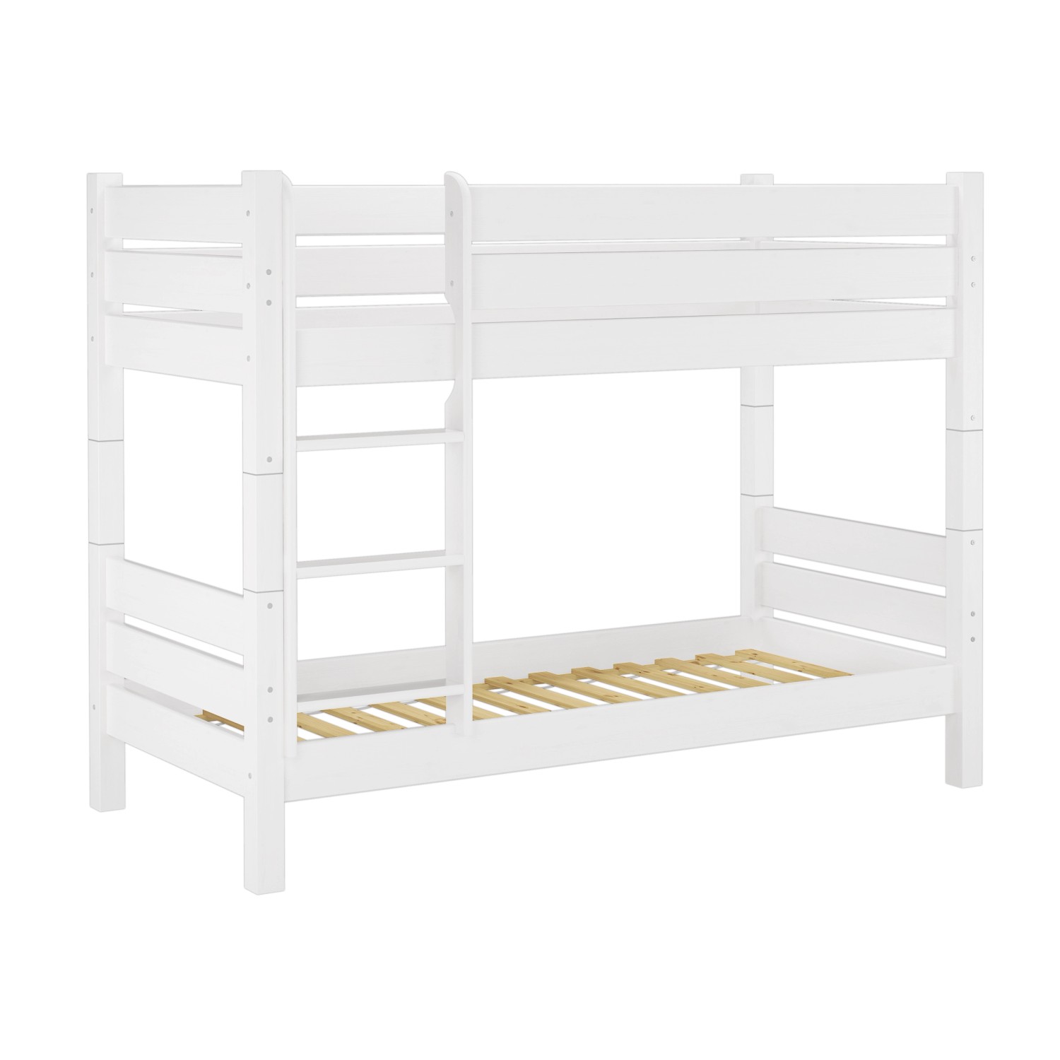 Erst-Holz Teilbares Überlänge Etagenbett Schmal 80 x 220 Kiefer Weiß Nische 80 Modell 16 ohne Zubehör
