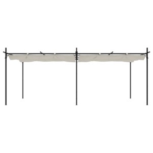 DELUKE Terrassenüberdachung Mit Schiebedach OLIMP Creme 589x292x230cm Pergola Garten Pavillon Rankhilfe Sonnenschutz Gartenpergola