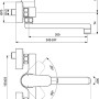 Technische Zeichnung: Ideal Standard Ceraflex Wand-Küchenarmatur, Aufputz, Chrom, mit Maßen.