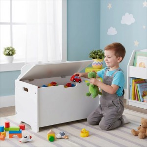 Relaxdays Spielzeugtruhe MDF Weiß mit Deckel 48 cm x 60 cm x 38 cm 8,7 kg