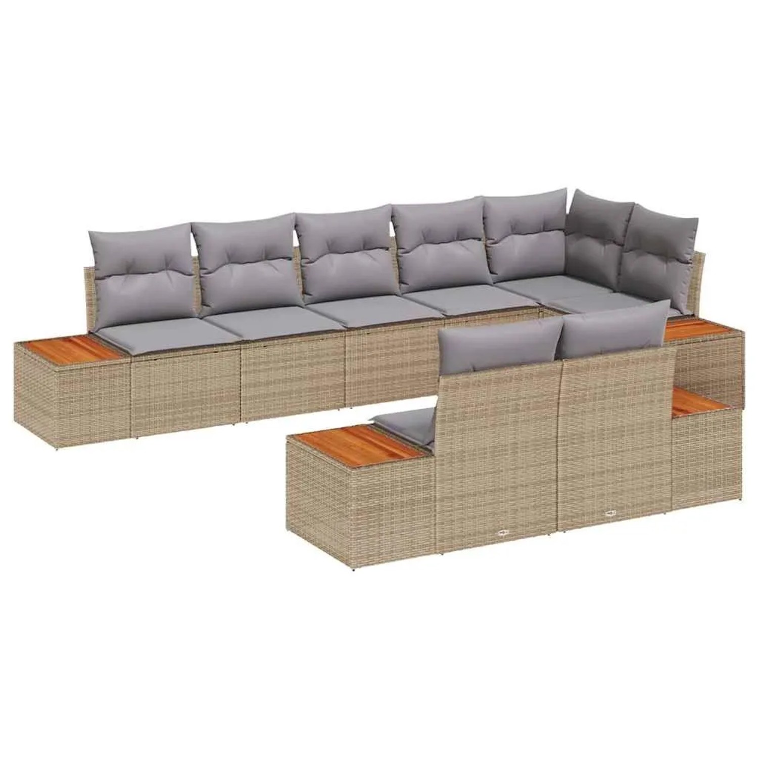 vidaXL Gartensofa-Set mit Kissen 8 Stk Beige und Hellgrau Polyrattan 3356780