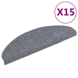 VidaXL Stufenmatte, hellgrau, Nadelvlies, 65x21cm, 15er Set. Selbstklebende Treppenauflage für mehr Sicherheit.