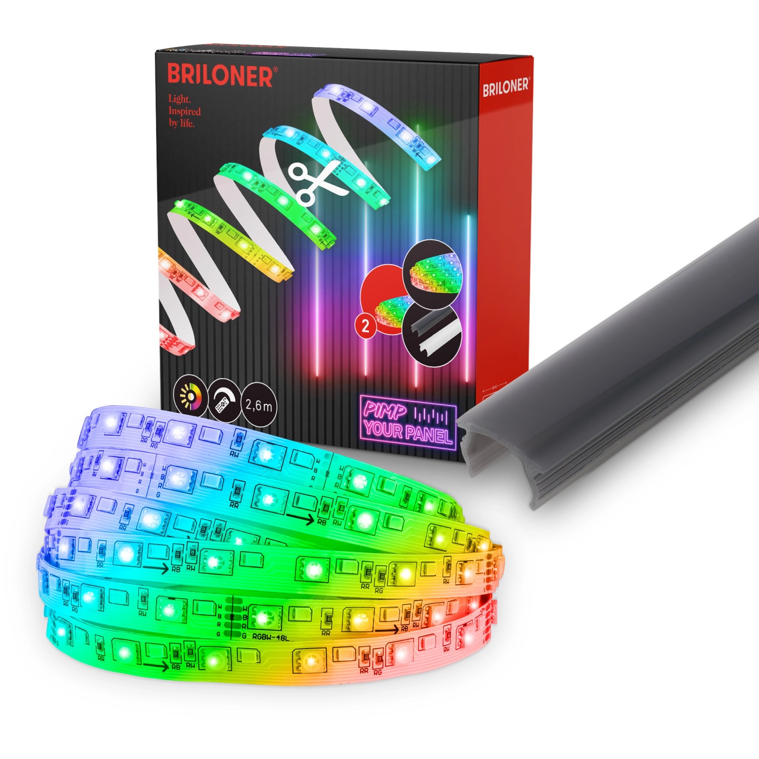 Briloner LED-Band Erweiterungs-Set mit RGB-Funktion 2,6 m