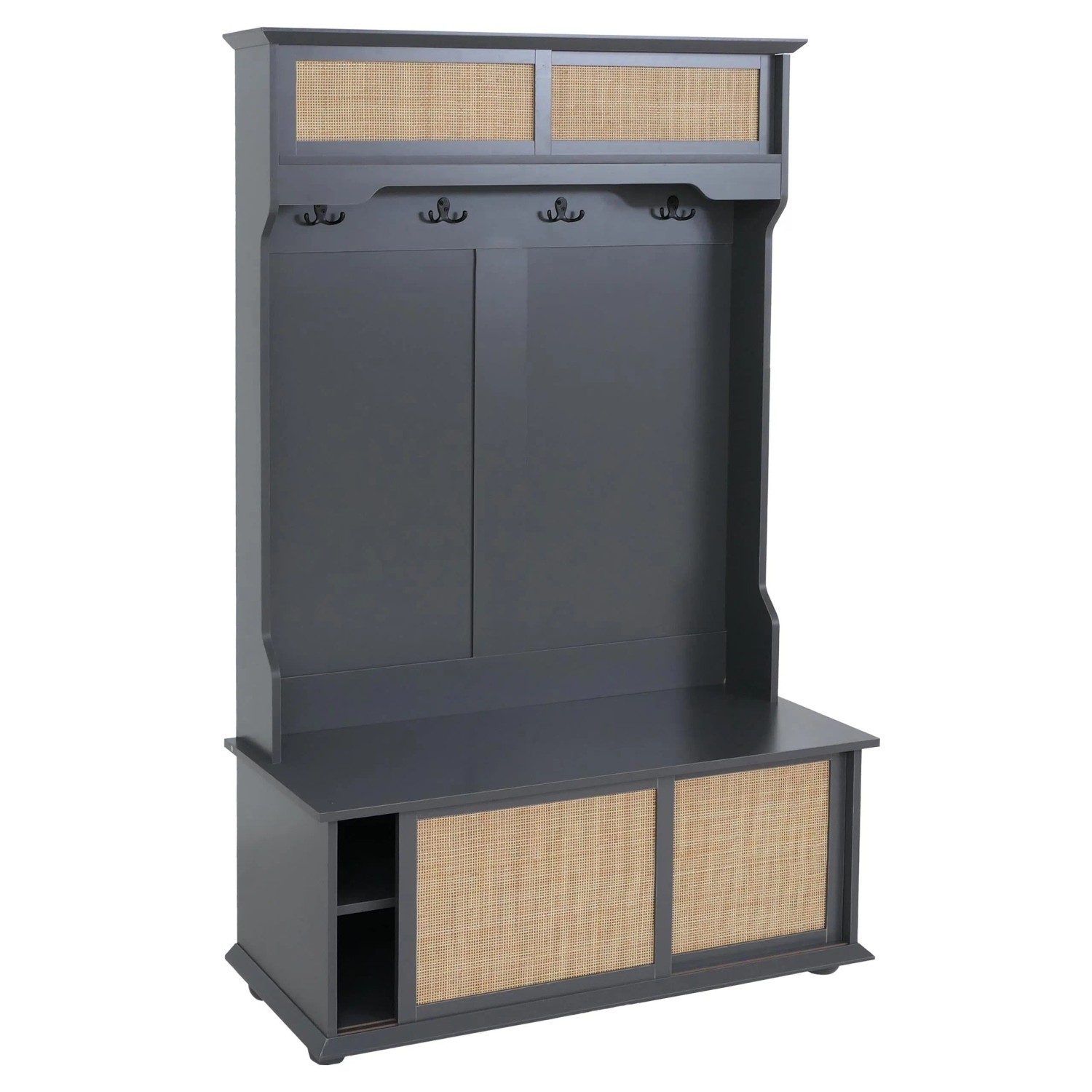 Mcw Garderobe P25 Melamin Kubu Rattan 163x100x47cm Dunkelgrau