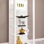 Ebuy24 Glasol3 Vitrinenschrank in Weiß mit Glasböden und Deko-Elementen.