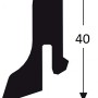 Profil der OBI Sockelleiste Eiche 67202, 40x20x2600 mm, zur Befestigung mit Leistenclips.