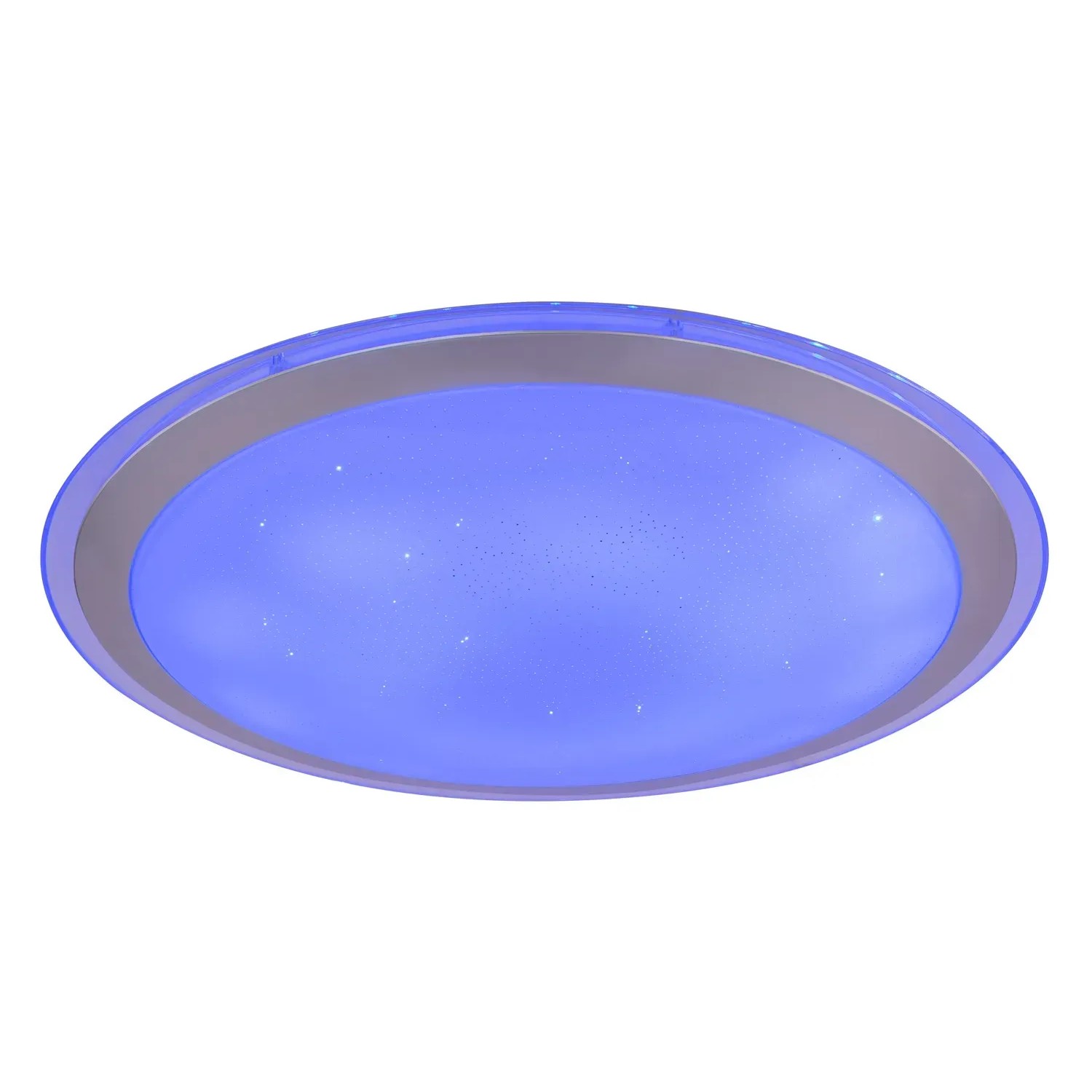 Weiße LED-Deckenleuchte Carry, Ø 53cm, mit Farbwechsler, dimmbar und Sparkle-Dekor.