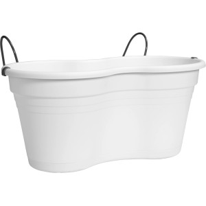 Weißes Florus Blumenkasten-Set Mediterran 37x27 cm für Geländer.