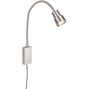 Briloner LED-Bettleuchte Tusi in Matt-Nickel mit flexiblem Arm und Touchfunktion. Wandlampe für Schlafzimmer.