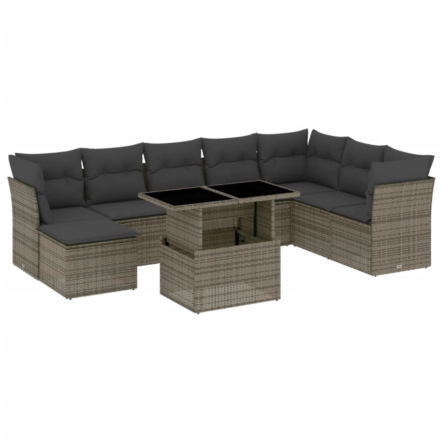 vidaXL 9-tlg Garten-Sofagarnitur mit Kissen Grau Poly Rattan Modell 129 günstig online kaufen