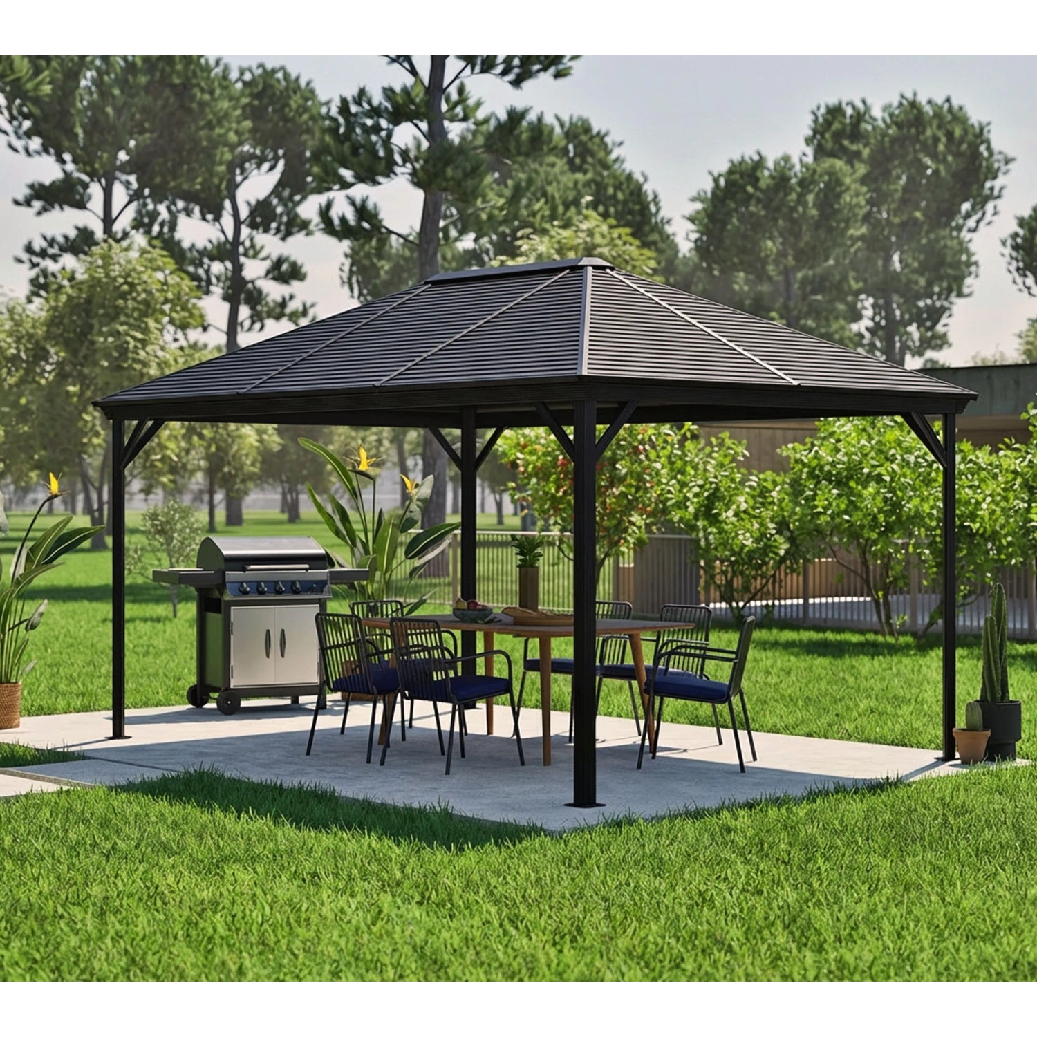 Sojag Pavillon Ventura Aluminium 423 cm x 296 cm x 261 cm Anthrazit günstig online kaufen