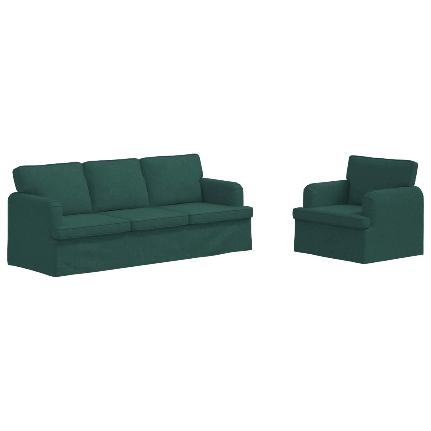 vidaXL Sofa 2-Tlg Dunkelgrün 144 x 80 x 85 cm Stoff 3407607