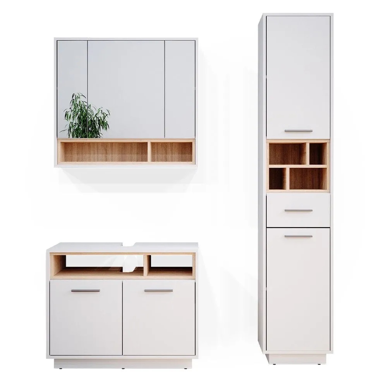 Vicco Badmöbel-Set Beatrice Weiß 80 x 64 3-teilig