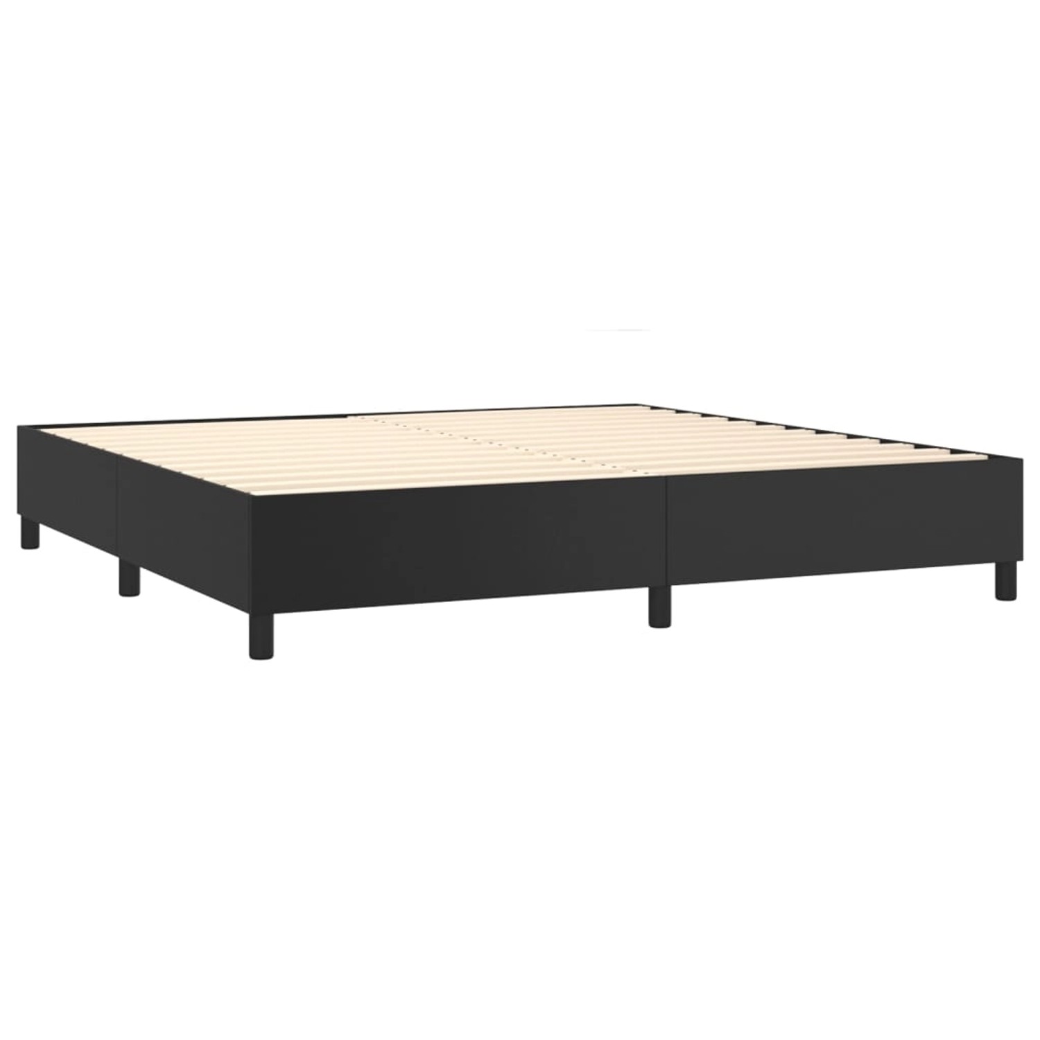 Schwarzes vidaXL Boxspringbett 200x200 cm mit Lattenrost. Bettrahmen aus Kunstleder.
