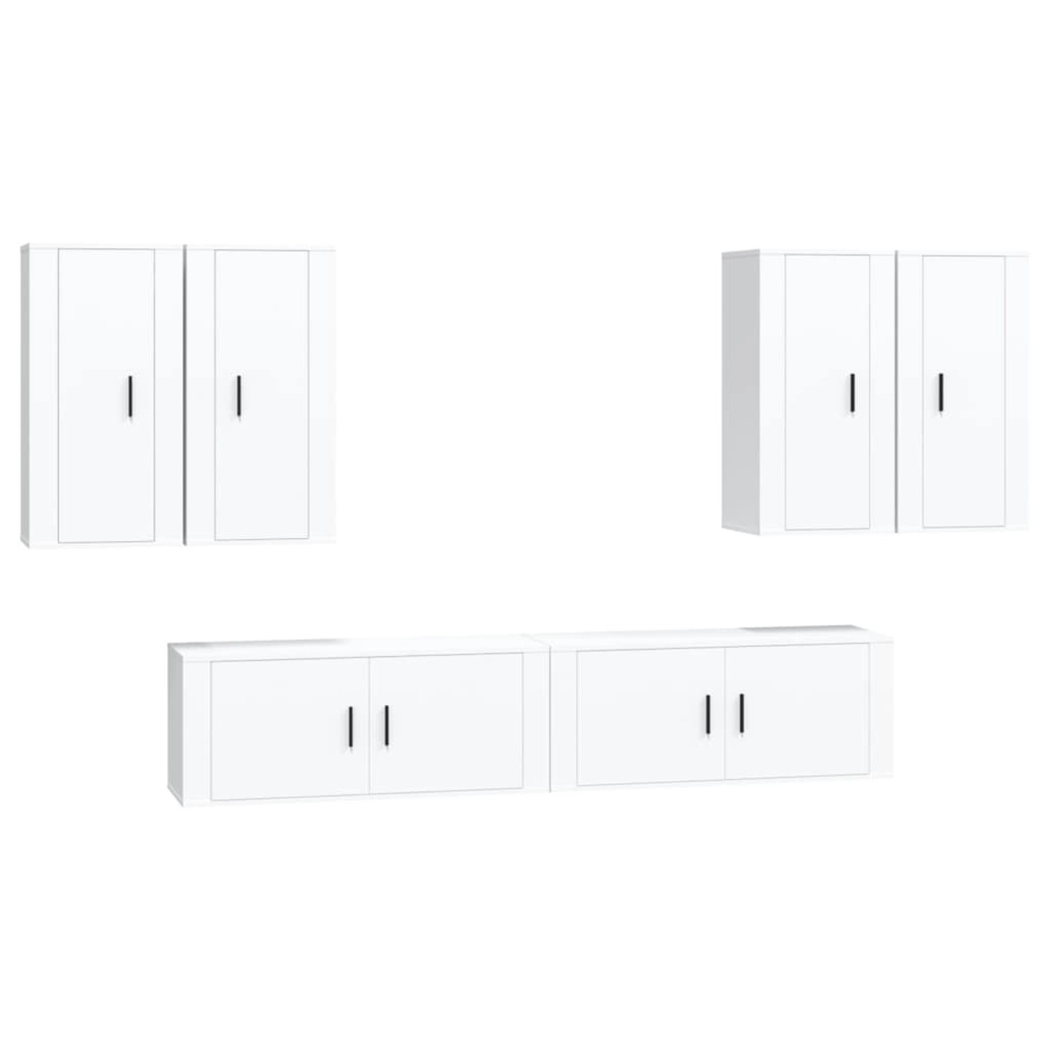 vidaXL 6-Tlg TV-Schrank-Set Weiß Holzwerkstoff 3188710