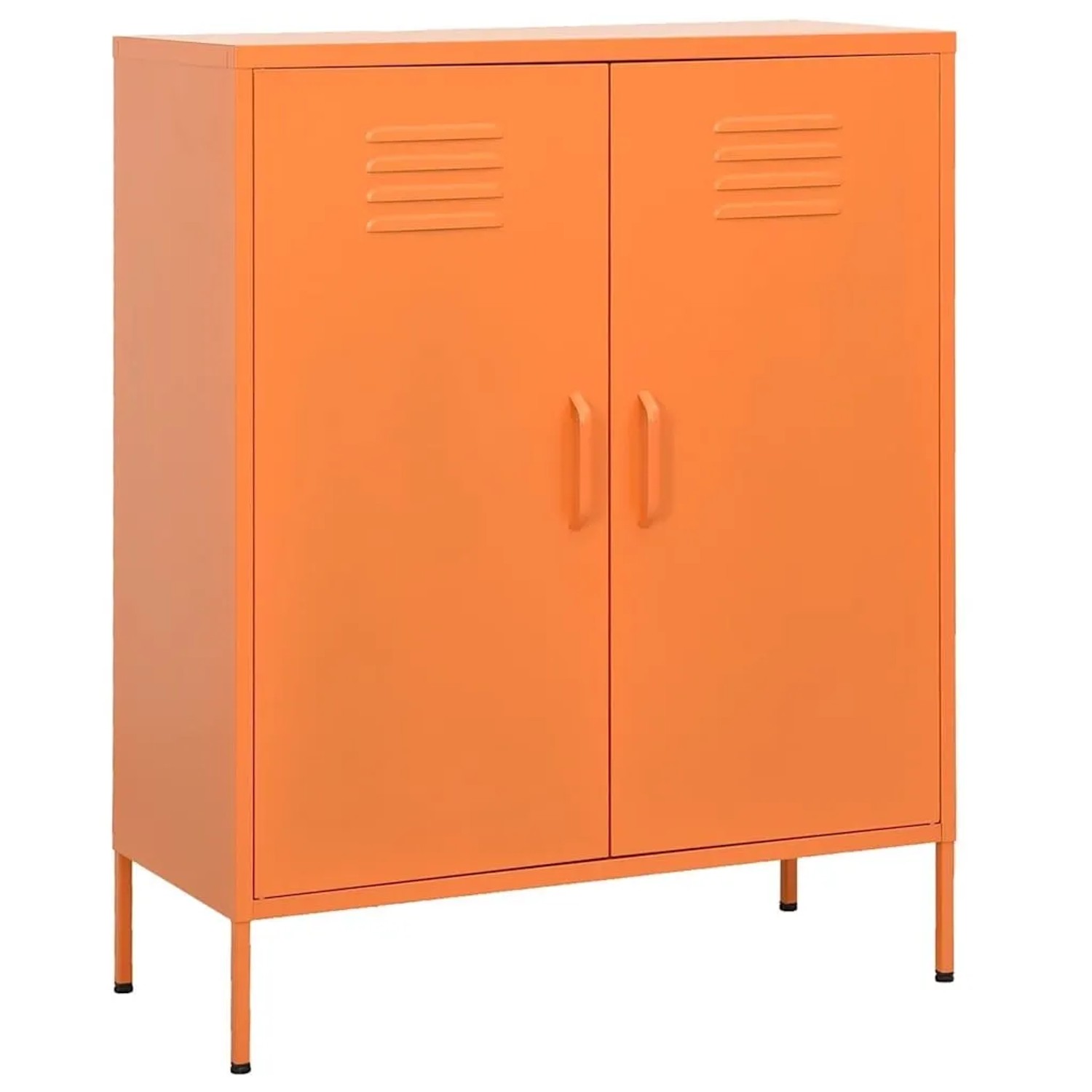 DELUKE Sideboard KEVI Metall Orange 80x35x101,5cm Stahl Flurschrank Metallschrank Lagerschrank Beistellschrank Wohnzimm...