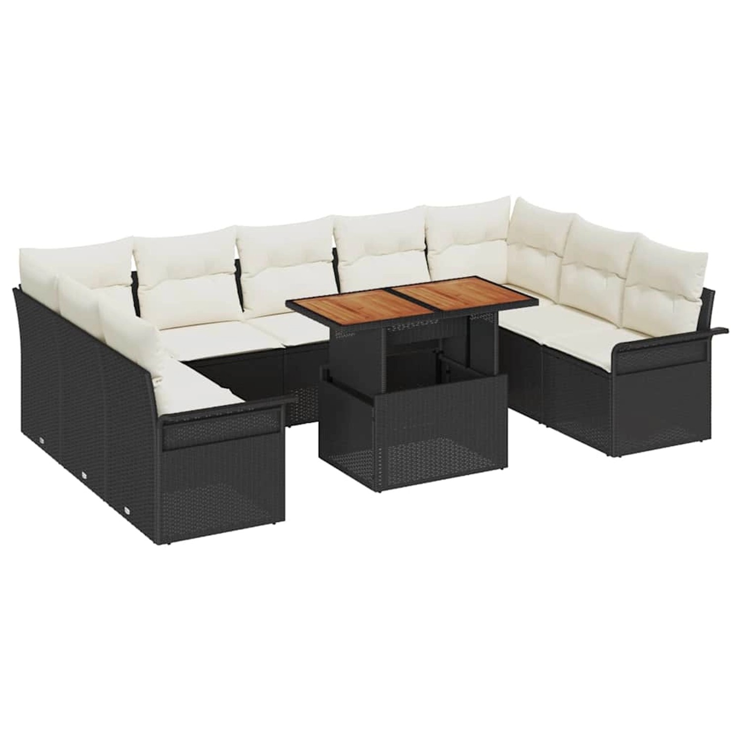 vidaXL Garten-Sofa-Set mit Speicher 10-Tlg Schwarz Poly Rattan 3358112 günstig online kaufen